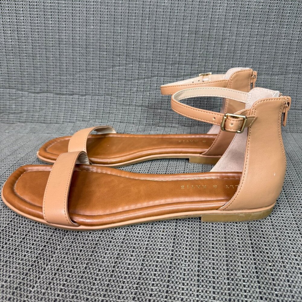 Kelly & Katie Womens Size 10M Tan Nymie Open Toe Sandals Ankle Strap Back Zipper